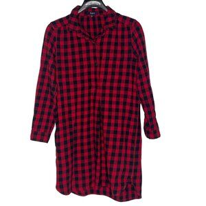 Madewell Flannel Buffalo Plaid Checked Shirt Dress Sz MED Country Lumberjack